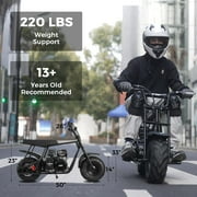 FRP GMB100 Mini Dirt Bike, 99CC 4-Stroke Gas Mini Bike, 3HP Off-Road Mini Bikes for Kids/Adult, Trail Bike Up to 28Mph, Weight Support Up to 220 LBS (BLACK)