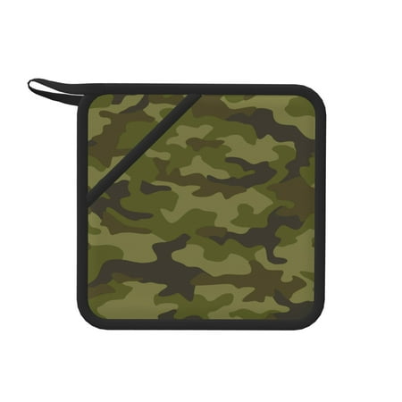 

1 Pc Silicone Anti-Hot Hot Pads Oven Mitts Heat Resistant Pot Holders With Pockets Non Slip Oven Glove Potholder For Kitchen Cooking Bbq Baking 7.1in Texture Military Camouflage Abstract