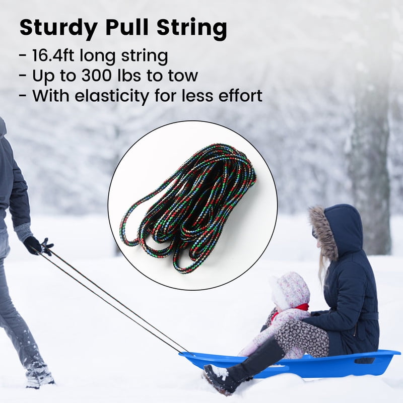 Gamexcel 48-Inch Durable Downhill Sprinter Toboggan Snow Sled for Kids, Boys, Girls, and Adults, Featuring Built-in Handles and Pulling Rope - Blue