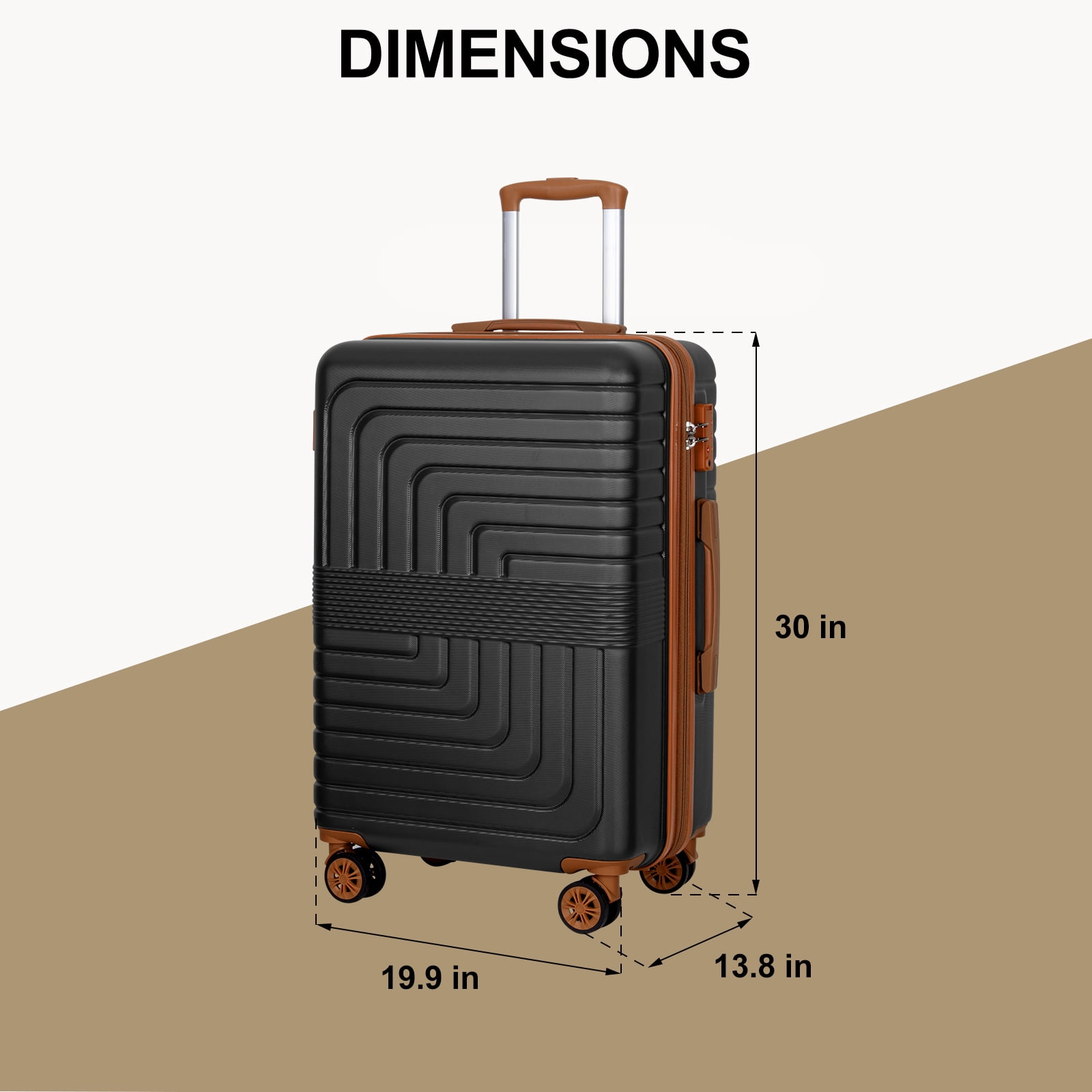 SUNSPIRE Checked Luggage 30 In Checked Large Hardside Suitcase Rolling Spinner Wheels TSA Lock YKK Zipper Hardshell Lightweight Durable Travel Black