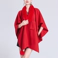thumbnail image 4 of Cape Châle Tricotée Couleur Unie, Col Faux Élégant pour Femmes, 4 of 7