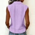 thumbnail image 4 of SSZMDLB Women Plus Size Collared Sleeveless Button Down Eyelet Blouse Casual Basic Solid Tshirt Top Summer Travel Outfits Work Shirt, Purple XL, 4 of 6