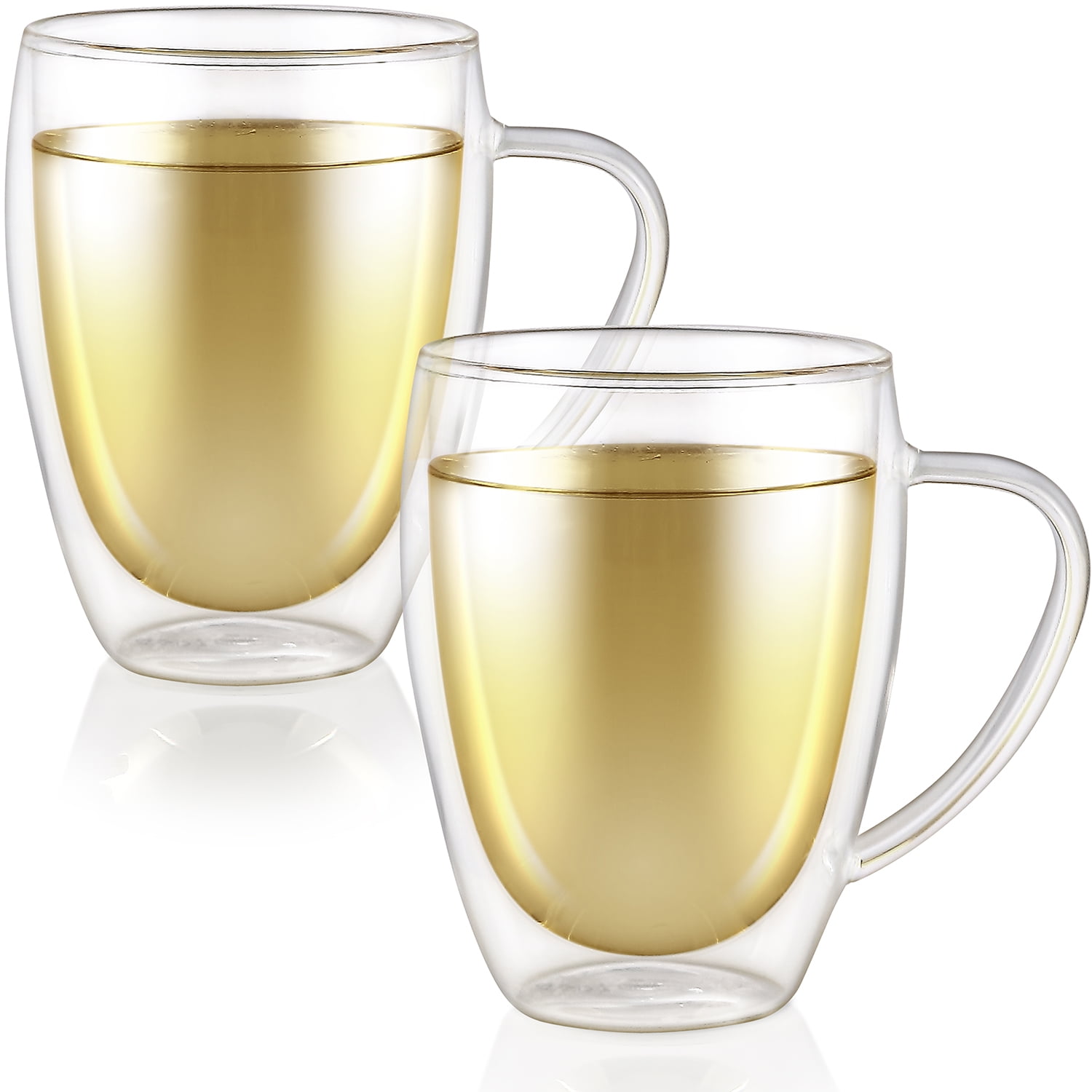 Lemonsoda Double Wall Glass Coffee Mugs Cups (12 fl. oz. / 350ml) Espresso or Tea Glasses, Insulated Drinking Glasses | Hot and Cold Beverages | Set