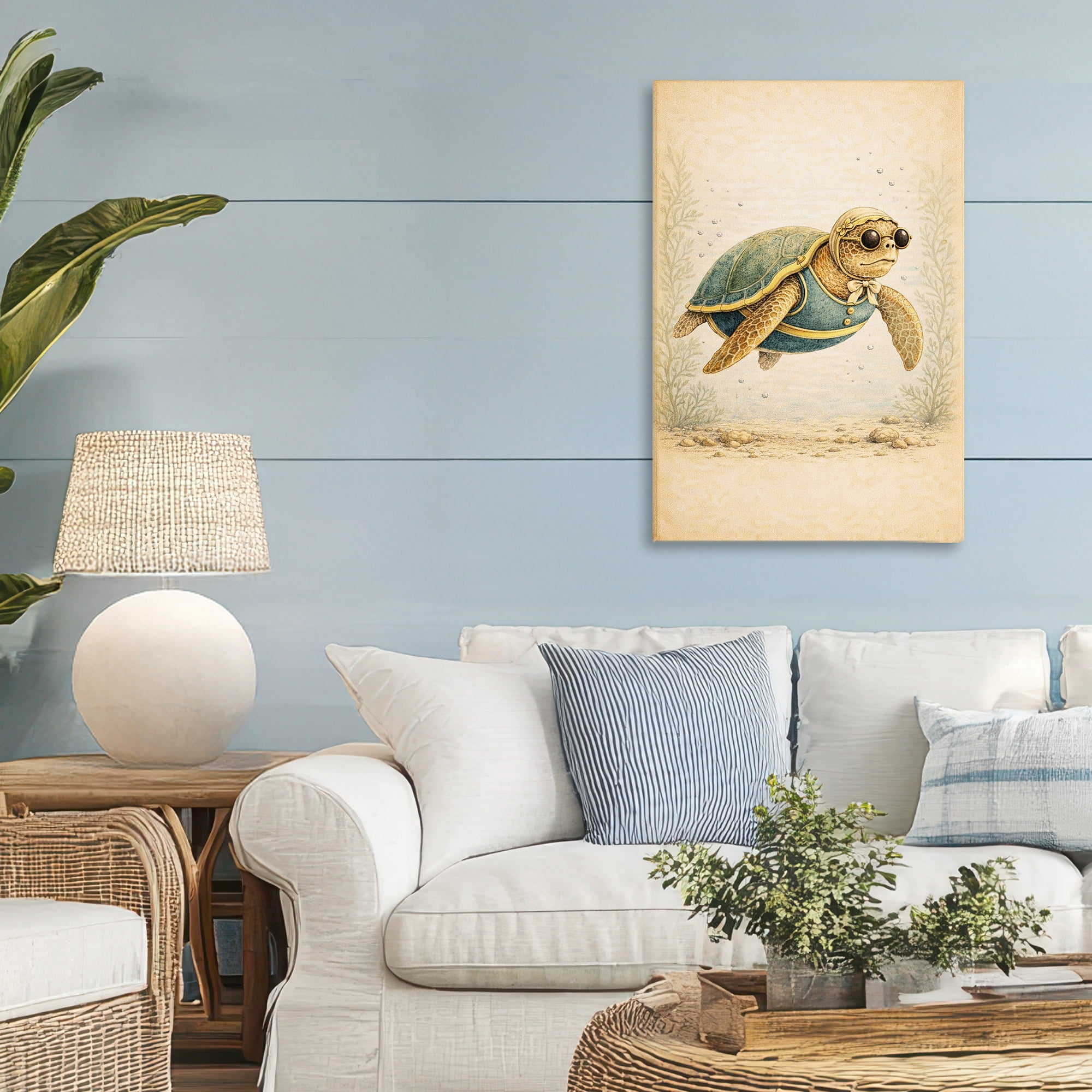 Stupell Industries Maritime Bathing Society Turtle Canvas Wall Art, design by Grotto Studios