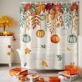 thumbnail image 3 of Shower Curtain 72"W x 96"L Thanksgiving Pumpkin Autumn Rustic Leaves Fabric Shower Curtains Set with Hooks Water Repellent Bathroom Curtains Machine Washable Bathroom Accessories, 3 of 6