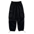 thumbnail image 2 of Bixock Sweatpants for Boys High Waist Cargo Pant with Side Pockets Kids Solid Color Loose Casual Joggers Comfortable Workout Activewear Boys Clothings Size 5-6Years, 2 of 6