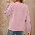 thumbnail image 4 of LEBONYARD Womens Tops Clearance,Women's New Ribbed Hoodie Casual Round Neck Pullover Long Sleeved Top Pink M, 4 of 6