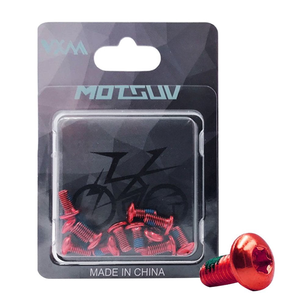 PENGXIANG 12x MTB Bike Disc Brake Rotor Bolts T25 M5x10mm Alloy Steel Screws (Red)