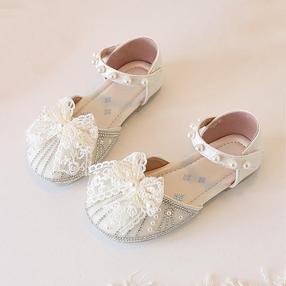 Girls Mary Jane Dress Shoes Low Heels Princess Shoes Toddler Sequin Party Wedding Birthday Prom Cosplay Dance Shoes Beige 8.5 M