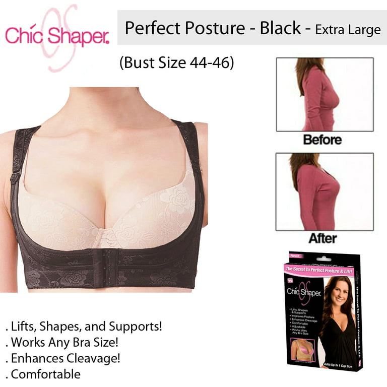 Chic Shaper Perfect Posture Shapewear Tops Breast Support Bra Top- Black - Extra  Large (Bust Size 44-46) 