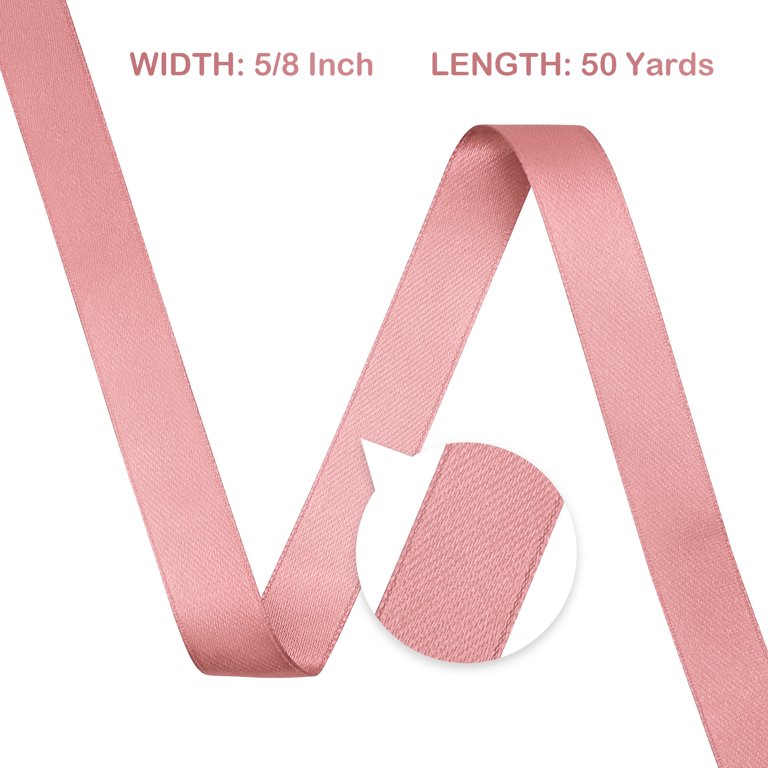LoomJoyz Double Faced Satin Ribbon - 5/8 Inch X 100 Yards, Pink