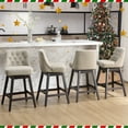 thumbnail image 3 of TEWLOSS Swivel Bar Stools Set of 4 Linen Fabric Barstools for Kitchen Island (29", Beige), 3 of 10