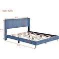 thumbnail image 2 of Corduroy Platform Bed with Upholstered Headboard, Wood Bed Frame w/Wooden Slats, No Box Spring Needed, Easy to Assemble (Queen Size, Grey), 2 of 7