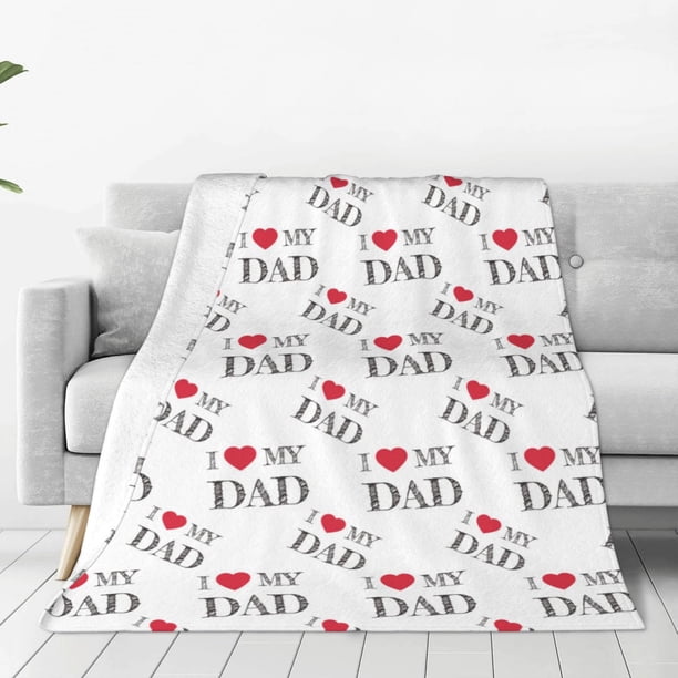 Fotbe I Love My Dad Manta de Franela Acolchonada con Estampado, Súper Suave y Esponjosa, Extra Grande para Sofá, Cama, Uso Todo el Año-80"x60"