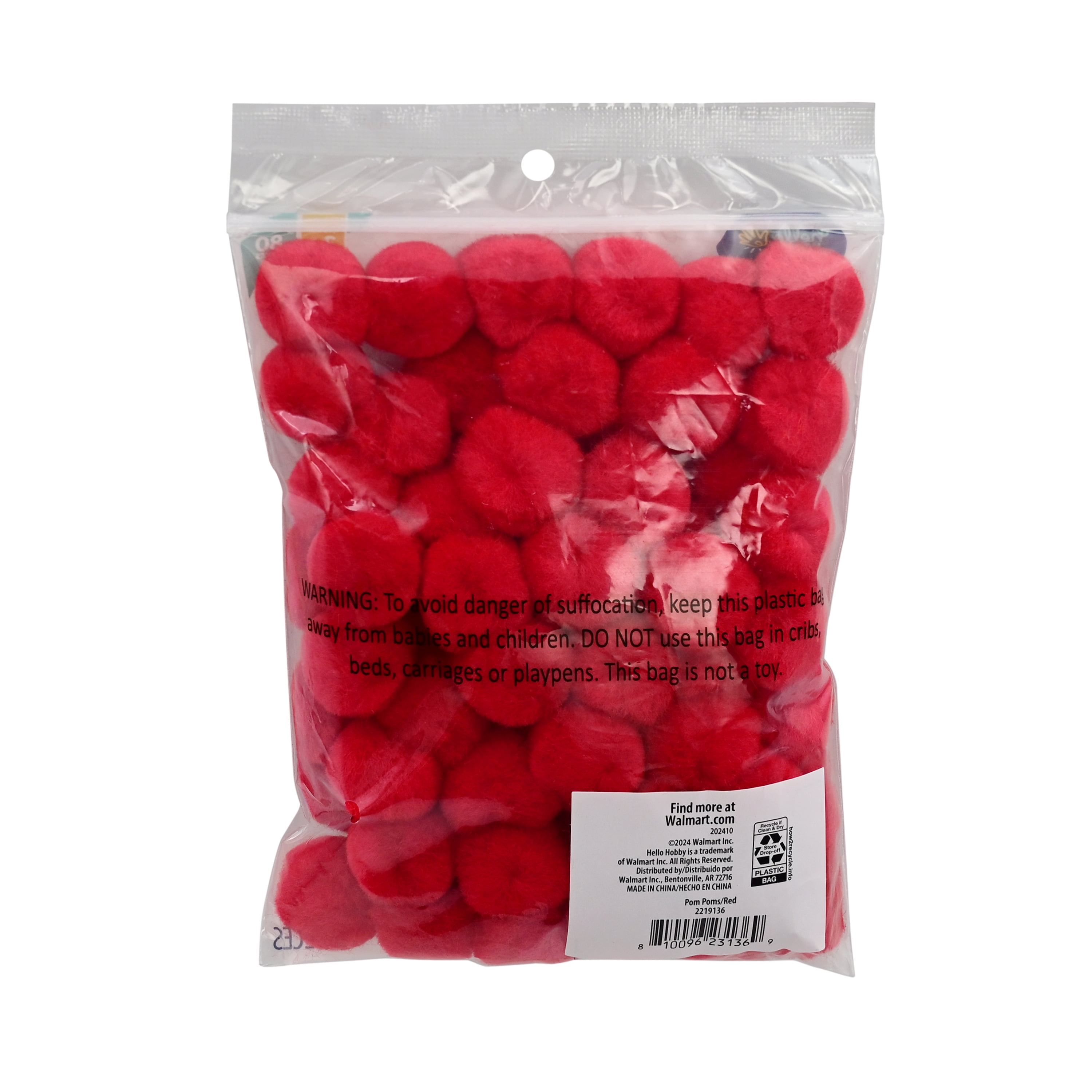 (7 pack) Hello Hobby 1 inch Red Craft Pom Poms, 80 Piece Set