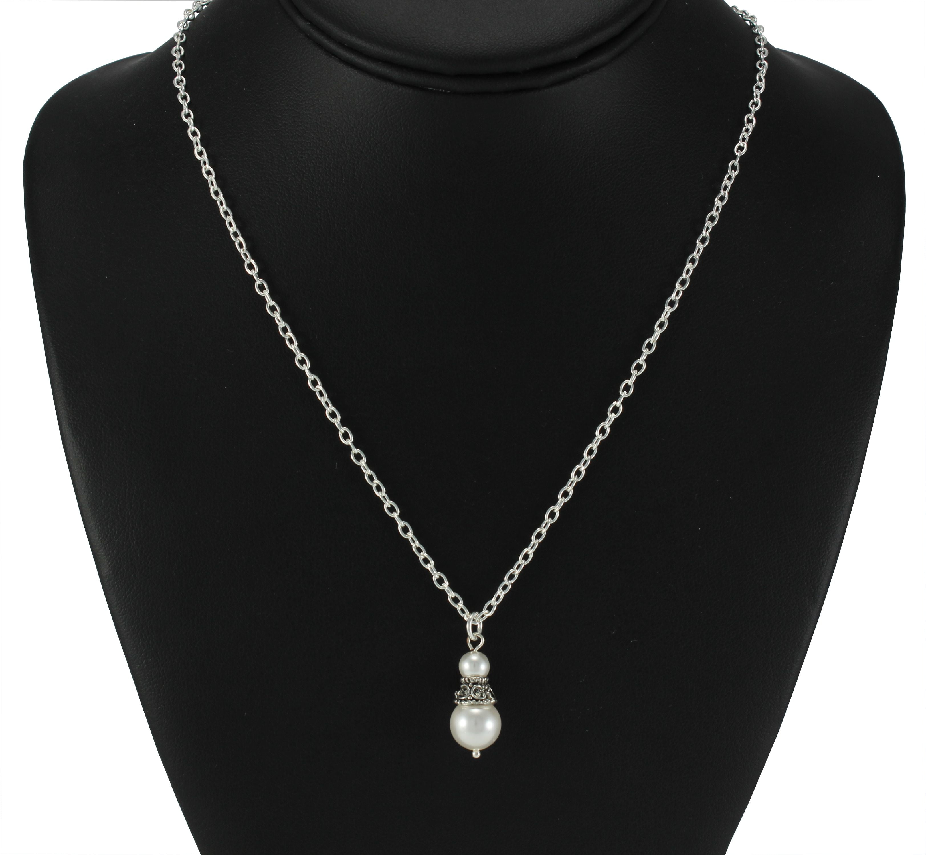 Brenda Elaine Jewelry Pearl Necklace with Pearls, Filigree Bead and