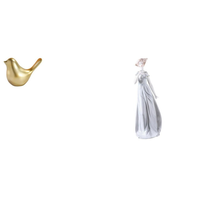 Figura de pájaros,Figura de pájaro dorado,decoración del hogar,estatua de animal,Figura de escritorio,Estatua de niña linda de escritorio,adorno nórdico moderno,Figura de niña para