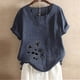 thumbnail image 1 of ICHUANYI Clearance Women's Summer Casual Round Neck Short Sleeve Printing Loose Shirt Tops(Navy, XXL) ICHUANYI WER2023081108135, 1 of 3