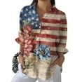 thumbnail image 4 of YLHFASHION Chemise à Imprimé Floral Drapeau Américain Rétro pour Femmes Fête de l'Indépendance Chemise à Imprimé Artistique Décontractée à Col en V Liquidation 50 % de Rabais Chemises pour Femmes, 4 of 4