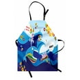 thumbnail image 1 of Whale Apron Colored Hand Drawn Style Whale Fish and Rabbits with Sun Cartoon Illustration, Unisex Kitchen Bib Apron with Adjustable Neck for Cooking Baking Gardening, Multi Colored, by Ambesonne, 1 of 3