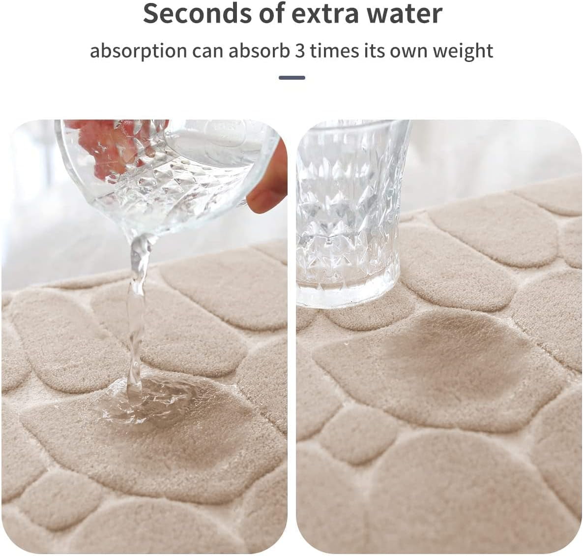 Memory Foam Bath Mat Cobblestone Bathroom Rugs Super Water Absorbent Bath Mats for Bathroom Machine Washable Bath Rugs