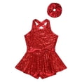 thumbnail image 3 of Zaldita Kids Girls Hip Hop Jazz Tap Latin Dance Outfits Sequins Bowknot Ballet Leotard Dress Performance Dancewear Red 16, 3 of 7