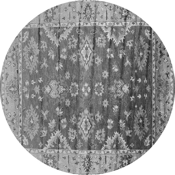Ahgly Company Indoor Round Oriental Gray Industrial Area Rugs, 7' Round