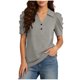 thumbnail image 1 of Camisetas de Manga Corta de Verano para Mujeres Moda Pullover de Color Sólido Botón de Solapa Botón Extraíble Camisetas de Manga Corta de Verano de las Mujeres, 1 of 5