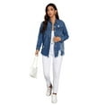 thumbnail image 2 of Women's Distressed Denim Shirt, Button-Up Shirt-XL, 2 of 6