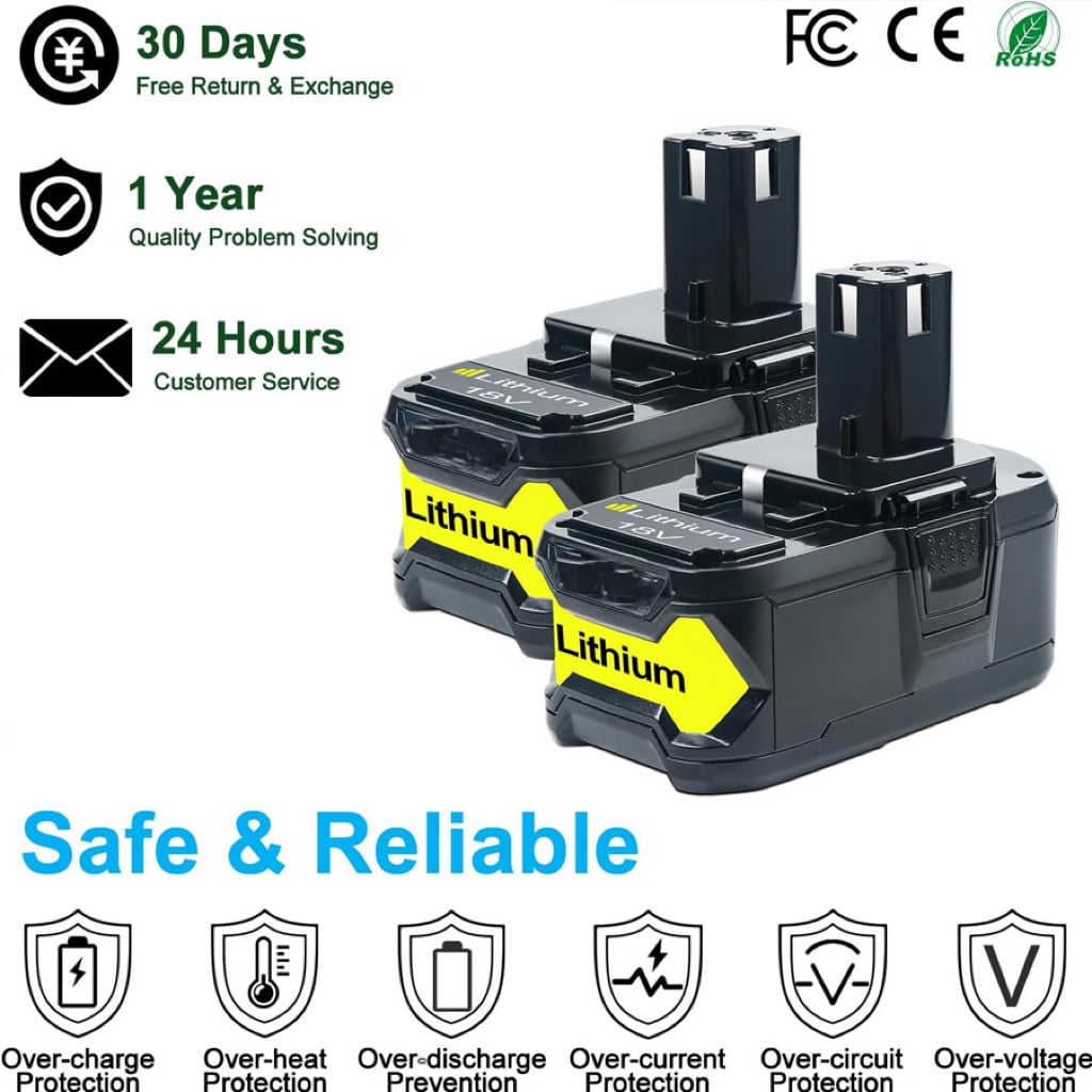2Pack 8.0Ah P108 battery compatible with Ryobi 18V One Plus battery replace P102 P104 tool