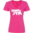 thumbnail image 3 of Inktastic Montana White Bear Silhouette Women's V-Neck T-Shirt, 3 of 5