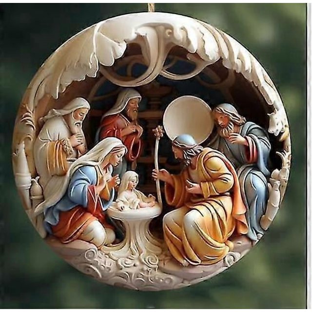 Christmas Nativity Scene Ornaments Christmas Acrylic 2d Hanging Pendant For Xmas Tree Gift For Family Friends And Christian