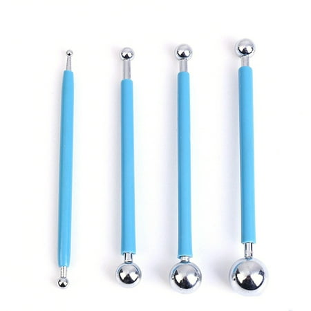 4 Pcs Dual-ended Art Dotting Tools Painting Kit for Clay Pottery Ceramics Doll Fondant Modeling Paper Flowers Embossing