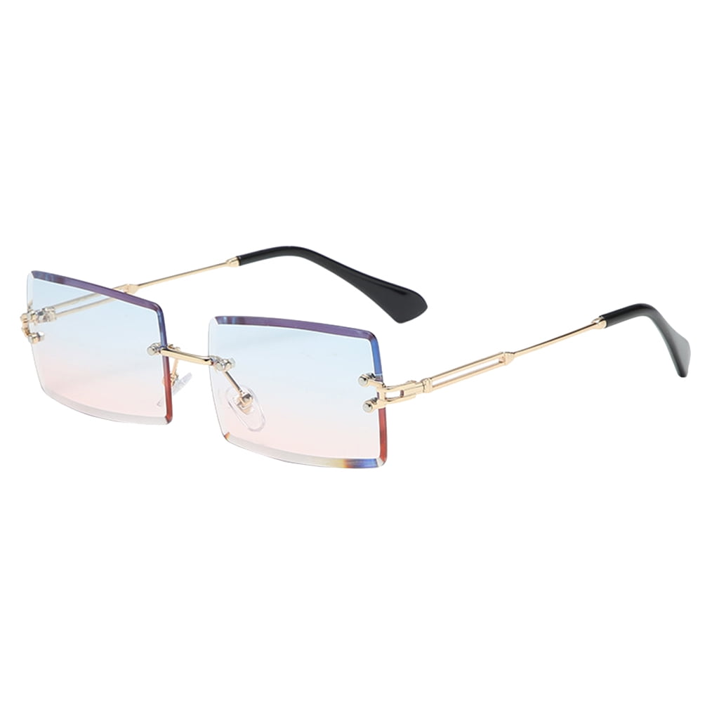 Kepoita Rimless Sunglasses for Women Square Fashion Shades Tinted Lens Metal Frameless Rectangle Y2K Glasses UV400