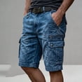thumbnail image 4 of Jessboyy Jean Cargo Shorts for Men with Multi Pockets Button Zipper Knee Length Bermuda Cargo Summer Outdoor HIking Work Shorts Blue,XXL, 4 of 7