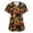 Black, variant on LNZGNM Plus Size Women's Scrub Top V neck Short Sleeve Loose Fit with Floral Leaf Print Working Uniform Blouse Working Tops,Black(XXXL)