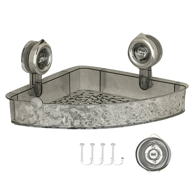 Estante de Almacenamiento de Baño Toystoory ABS con Ganchos Prácticos Ventosa Triángulo Gris