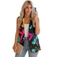thumbnail image 2 of Psesaysky Funny Graffiti Print Womens Summer Suit Vest Tops Fashion Casual Sleeveless Blazers Single Button Down Lightweight Work Waistcoat, Size 5XL, 2 of 6