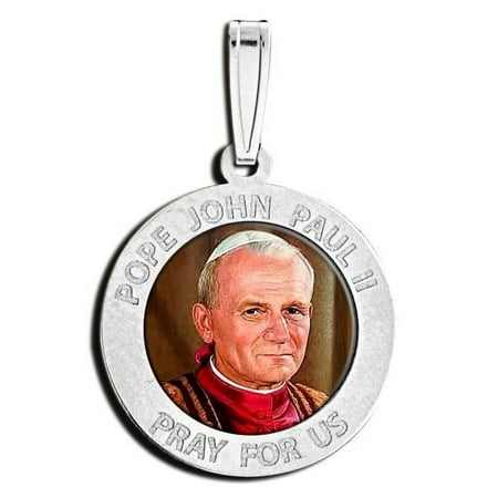 Pope John Paul II Religious Medal Color - 1 Inch Size of a Quarter -Sterling Silver