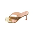 thumbnail image 2 of HaiMao Women's Square Open Toe Heeled Sandals Square Open Toe Kitten Heel Flip Flops Thong Slippers for Women Gold 6.5(38), 2 of 9