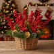 thumbnail image 5 of Ramas navideñas de frutos rojos | Decoración de frutas artificiales de PVC con tallos flexibles | Pack de 2 centros de mesa y adornos para árbol navideños, 5 of 5