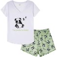 thumbnail image 1 of Pyjama d'Été pour Femmes 2 Pcs Mignon Chat Ensemble de Nuit, Panda Blanc, 1 of 5