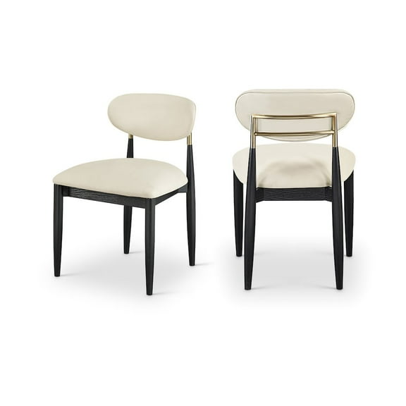 Meridian Furniture Riccio Cream Vegan Leather Upholstered Dining Side Chair, Set of 2