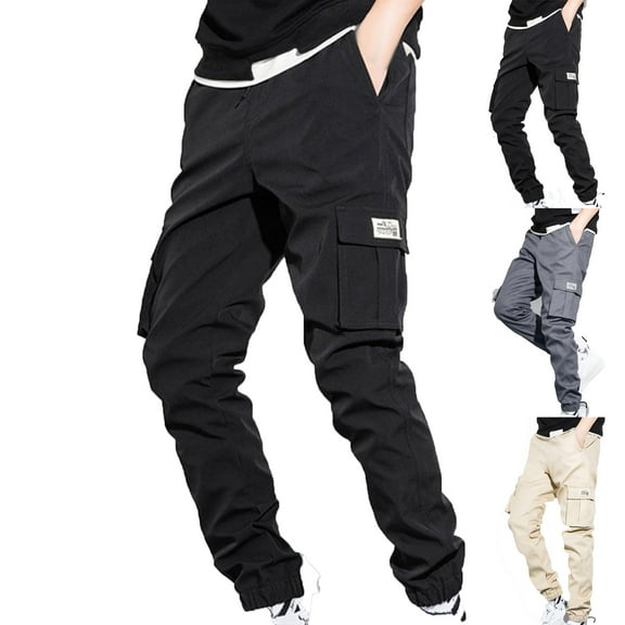 Admvng Mens Cargo Joggers Pants Big & Tall Elastic Waist Drawstring Tapered Baggy Sweatpants Outdoor Hiking Jogging Pants for Men M-5XL