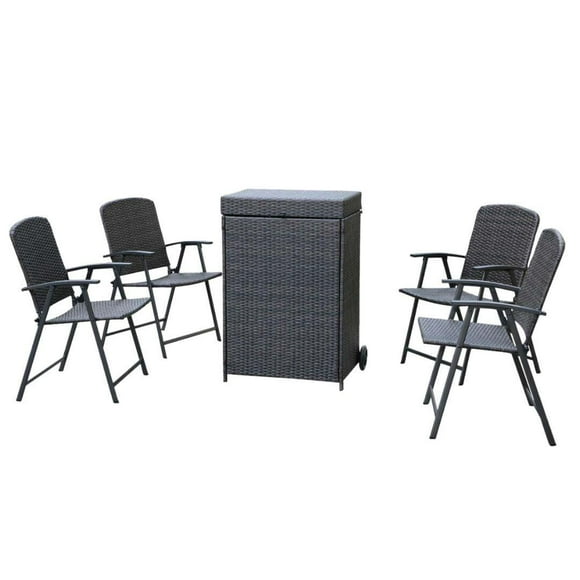 Ensemble de 5 chaises pliantes en osier Birkdale avec boîte de rangement