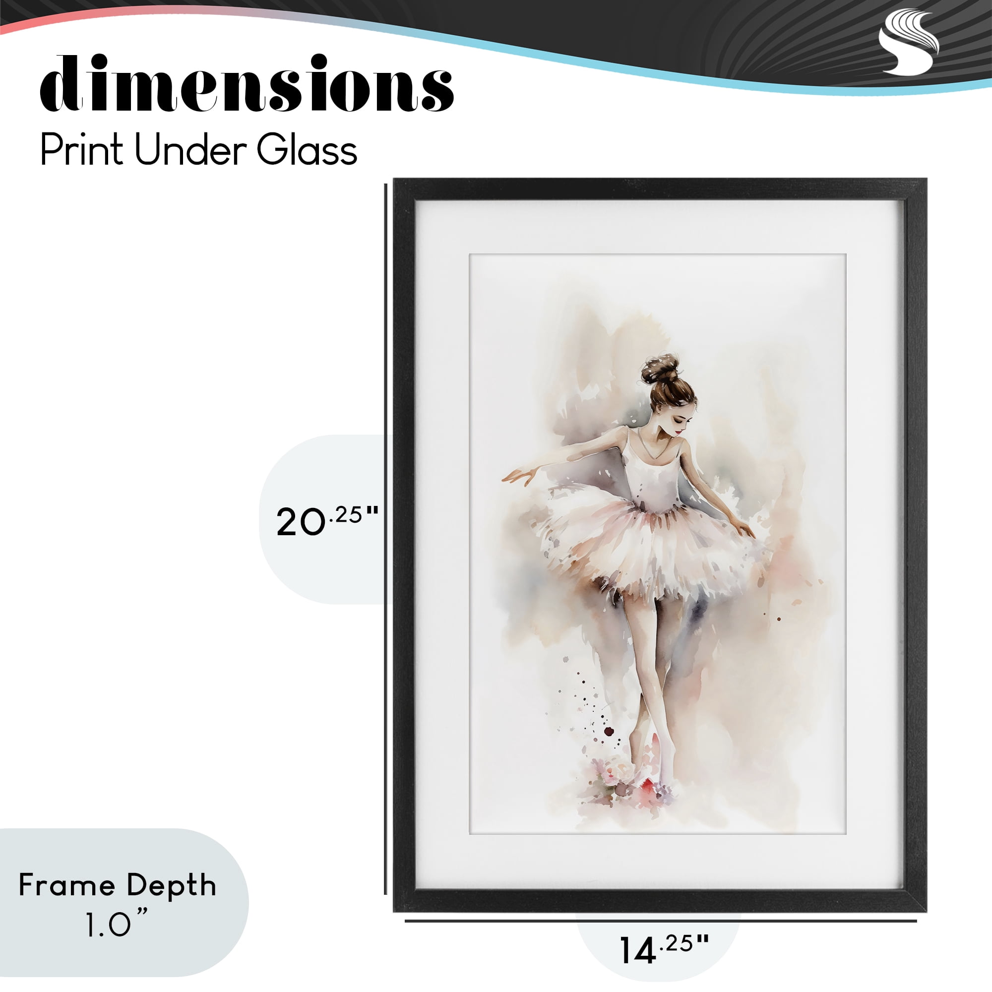 Stupell Industries Watercolor Dancer Pose Black Framed Print Under Glass, design by Creative Studio