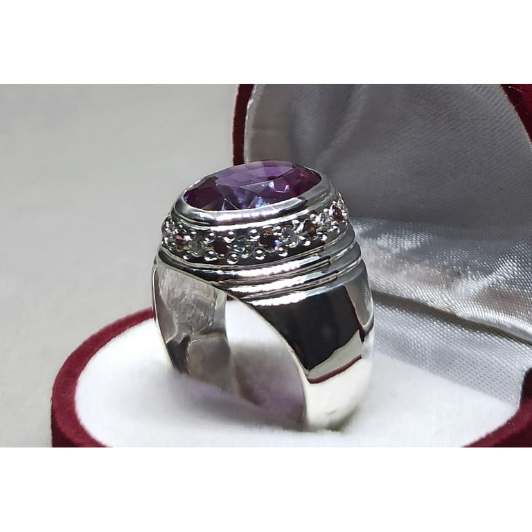 Adjustable Victorian Heart Bracelet - Simulated Color Change Alexandrite & Sterling Silver | 7-8.5 Inch