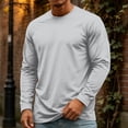 thumbnail image 2 of OIOLOYJM Mens Long Sleeve T Shirts Cotton Casual Basic Crew Neck Stretch Workout Running T-Shirt Soft Breathable Athletic Work Office Pullover Silver 2XL, 2 of 4