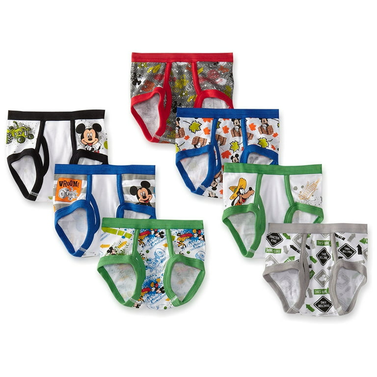 Disney Little Boys' Seven Pack Mickey Mouse Briefs, Assorted, 4T 