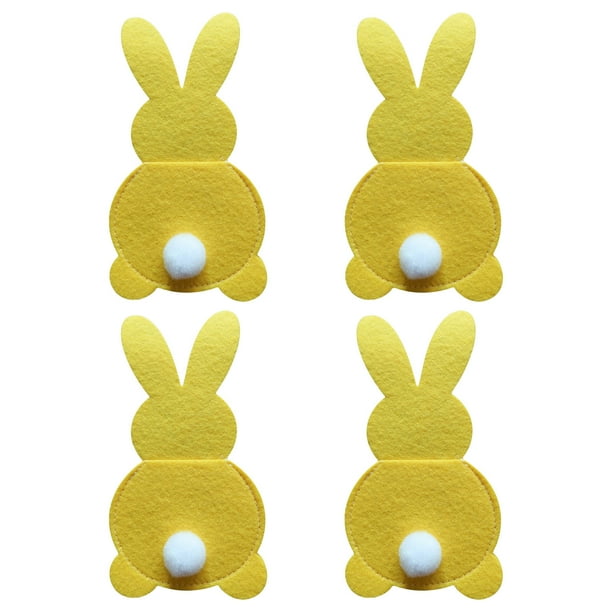 Juego de 4 cubiertos, bolsa para cubiertos de Pascua, juego de cubiertos con cola